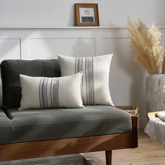 Neutral Stripe Linen Cushion Cover