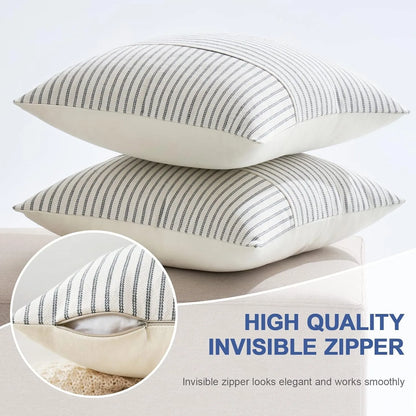 Woven Neutral Stripe Pillow Cover