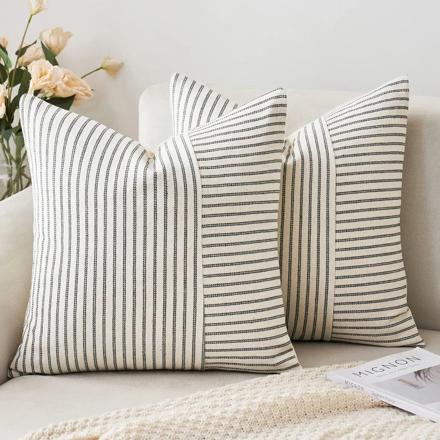 Woven Neutral Stripe Pillow Cover